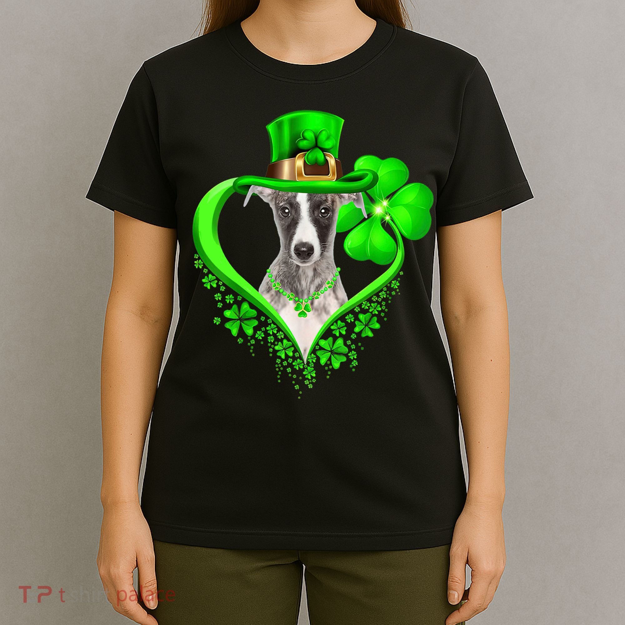 Whippet Dog St Patricks Day Lover Irish Shamrock T-Shirt