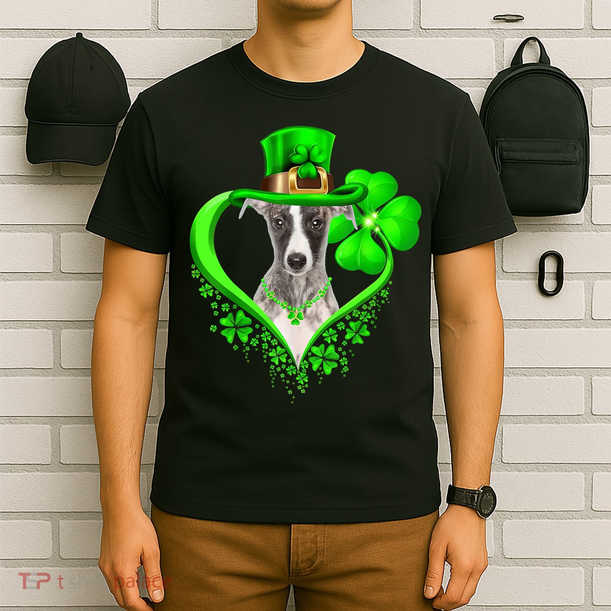 Whippet Dog St Patricks Day Lover Irish Shamrock T-Shirt