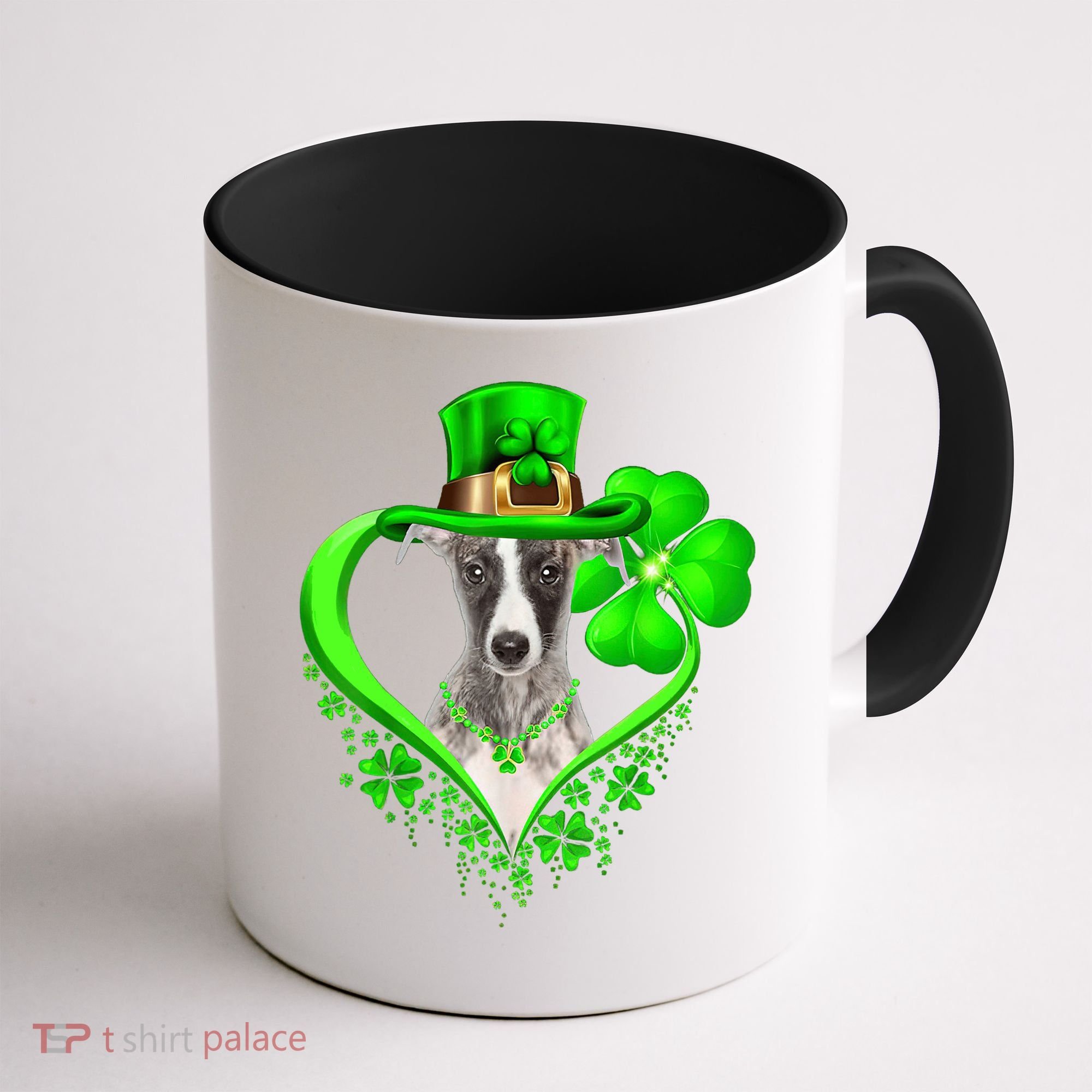 Whippet Dog St Patricks Day Lover Irish Shamrock Coffee Mug