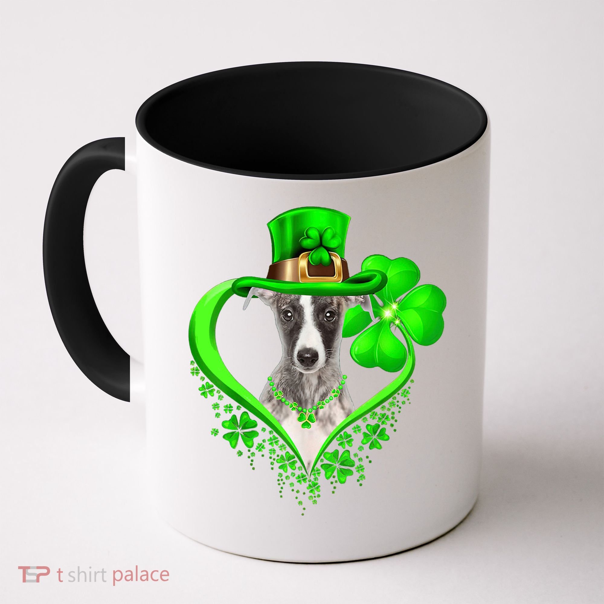 Whippet Dog St Patricks Day Lover Irish Shamrock Coffee Mug