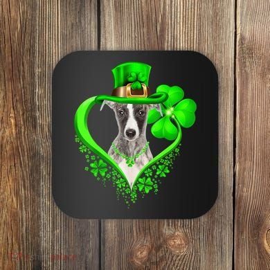 Whippet Dog St Patricks Day Lover Irish Shamrock Coaster
