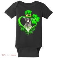 Whippet Dog St Patricks Day Lover Irish Shamrock Baby Bodysuit thumb 0