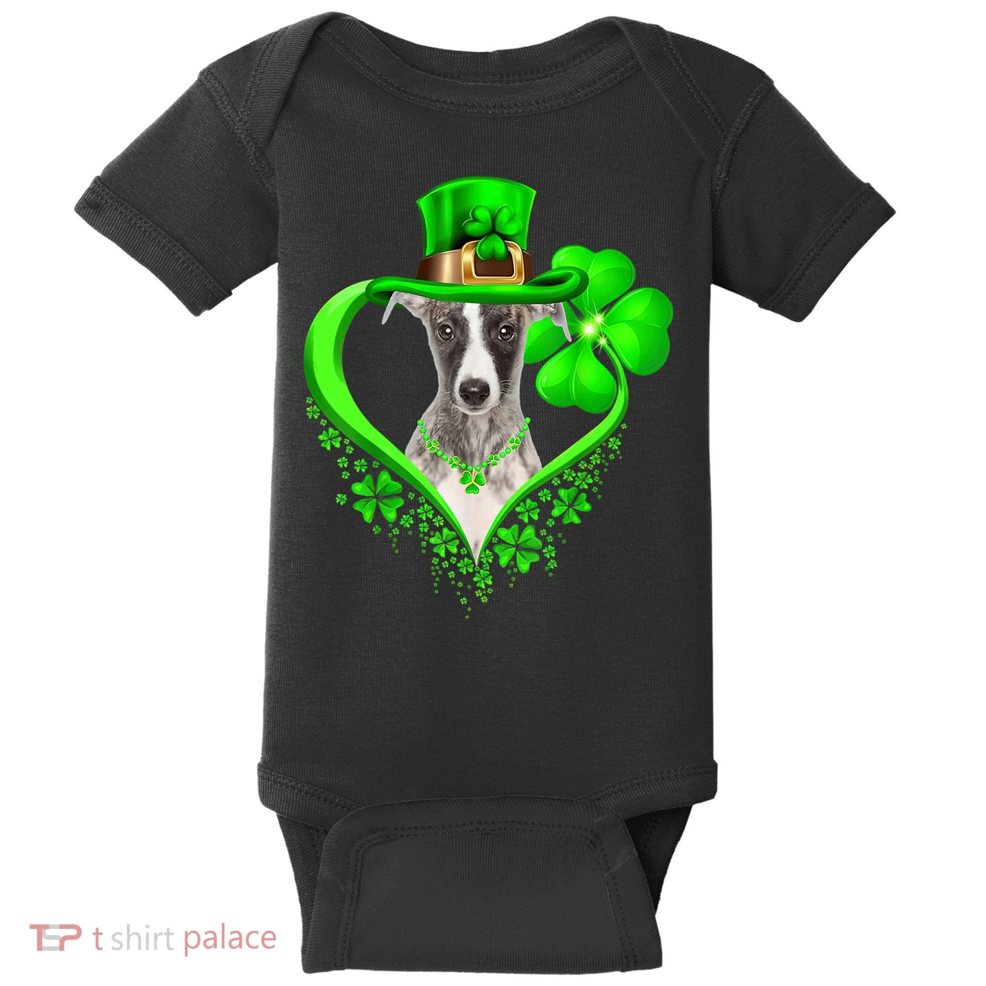 Whippet Dog St Patricks Day Lover Irish Shamrock Baby Bodysuit
