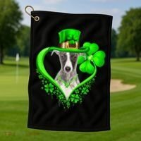 Whippet Dog St Patricks Day Lover Irish Shamrock Golf Towel thumb 1