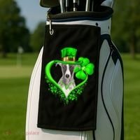 Whippet Dog St Patricks Day Lover Irish Shamrock Golf Towel thumb 2