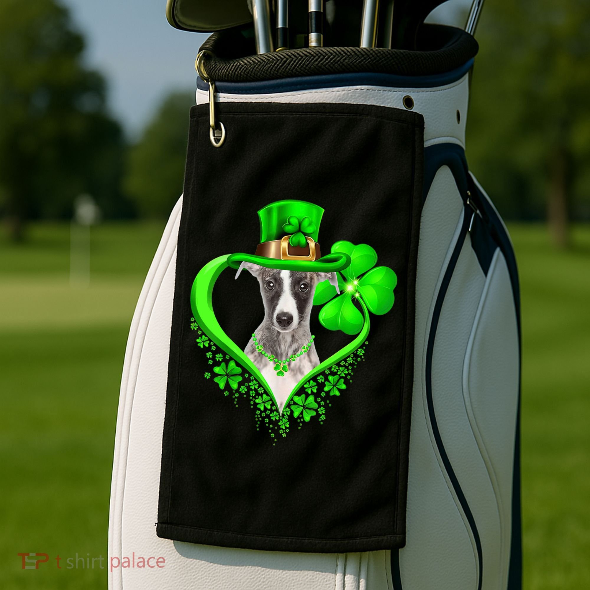 Whippet Dog St Patricks Day Lover Irish Shamrock Golf Towel