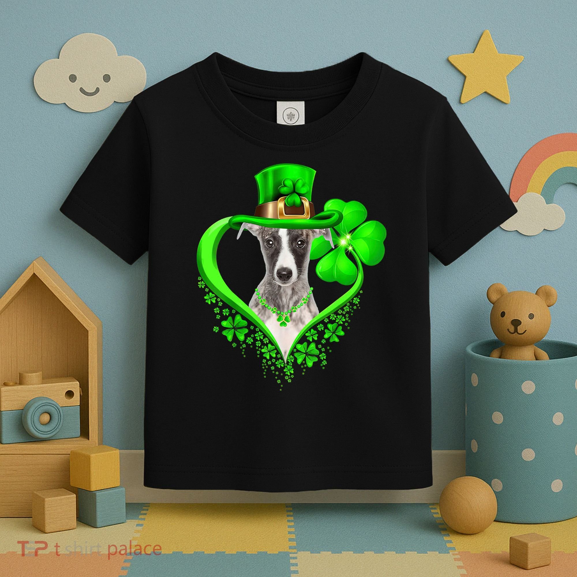 Whippet Dog St Patricks Day Lover Irish Shamrock Toddler T-Shirt