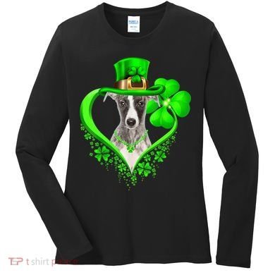 Whippet Dog St Patricks Day Lover Irish Shamrock Women's Long Sleeve Shirt