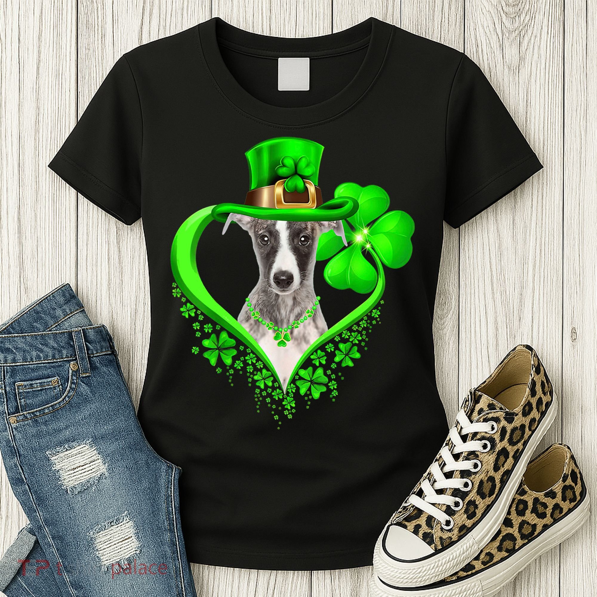Whippet Dog St Patricks Day Lover Irish Shamrock Women's T-Shirt