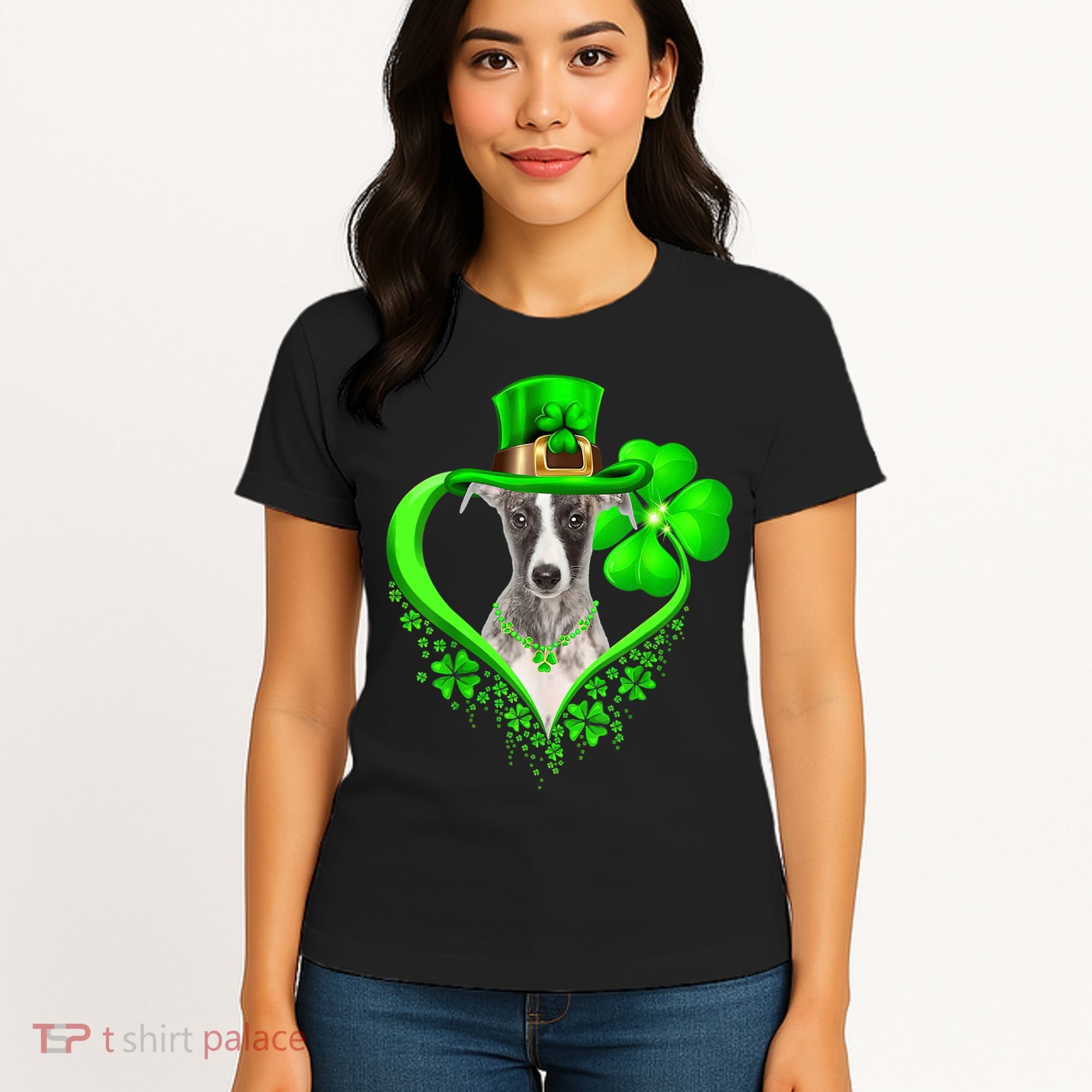 Whippet Dog St Patricks Day Lover Irish Shamrock Women's T-Shirt
