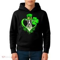 Whippet Dog St Patricks Day Lover Irish Shamrock Kids Hoodie thumb 4