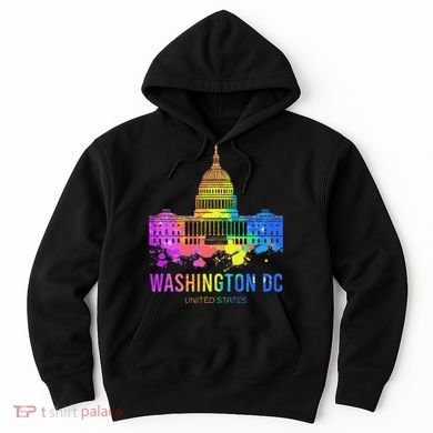 Washington Dc Skyline Watercolor Souvenirs Us Capitol Hoodie