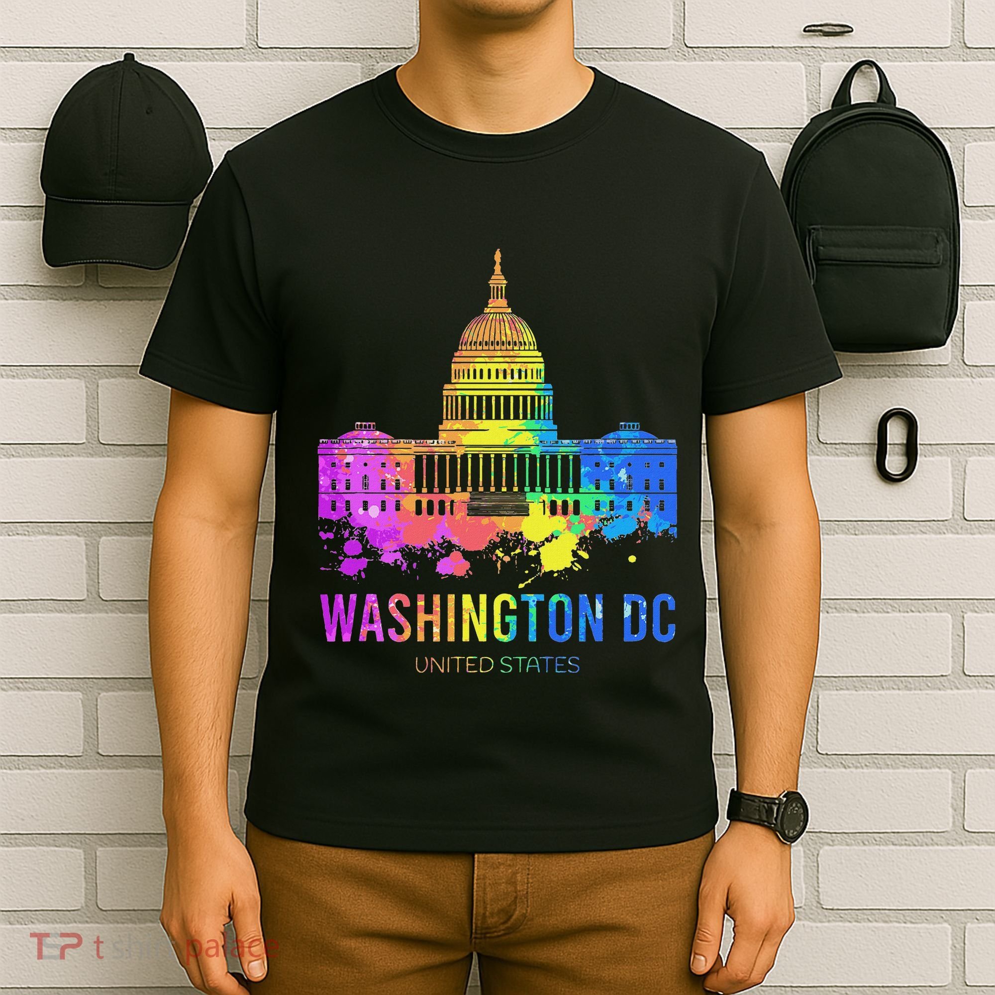 Washington Dc Skyline Watercolor Souvenirs Us Capitol T-Shirt