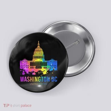 Washington Dc Skyline Watercolor Souvenirs Us Capitol Button