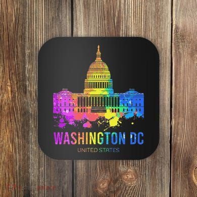 Washington Dc Skyline Watercolor Souvenirs Us Capitol Coaster