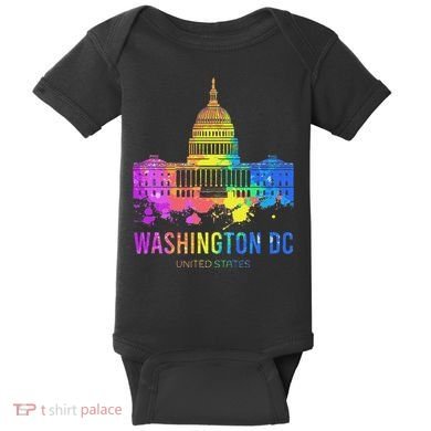 Washington Dc Skyline Watercolor Souvenirs Us Capitol Baby Bodysuit