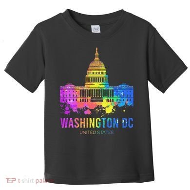 Washington Dc Skyline Watercolor Souvenirs Us Capitol Toddler T-Shirt