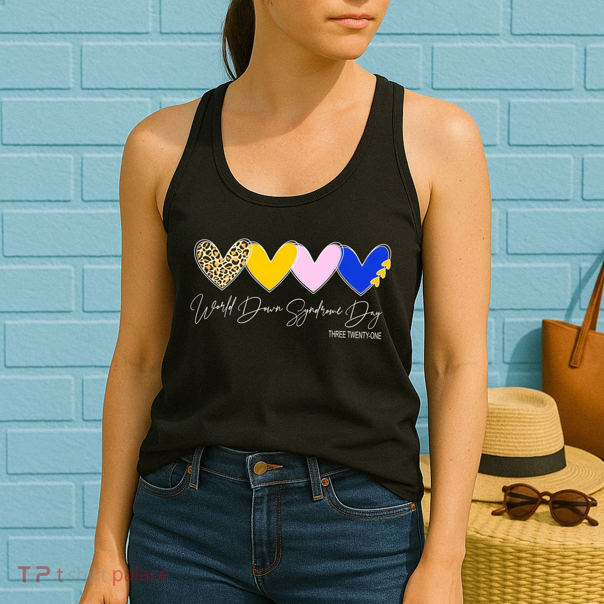 World Down Syndrome Day March 21st Awareness Heart Women's Tank Top