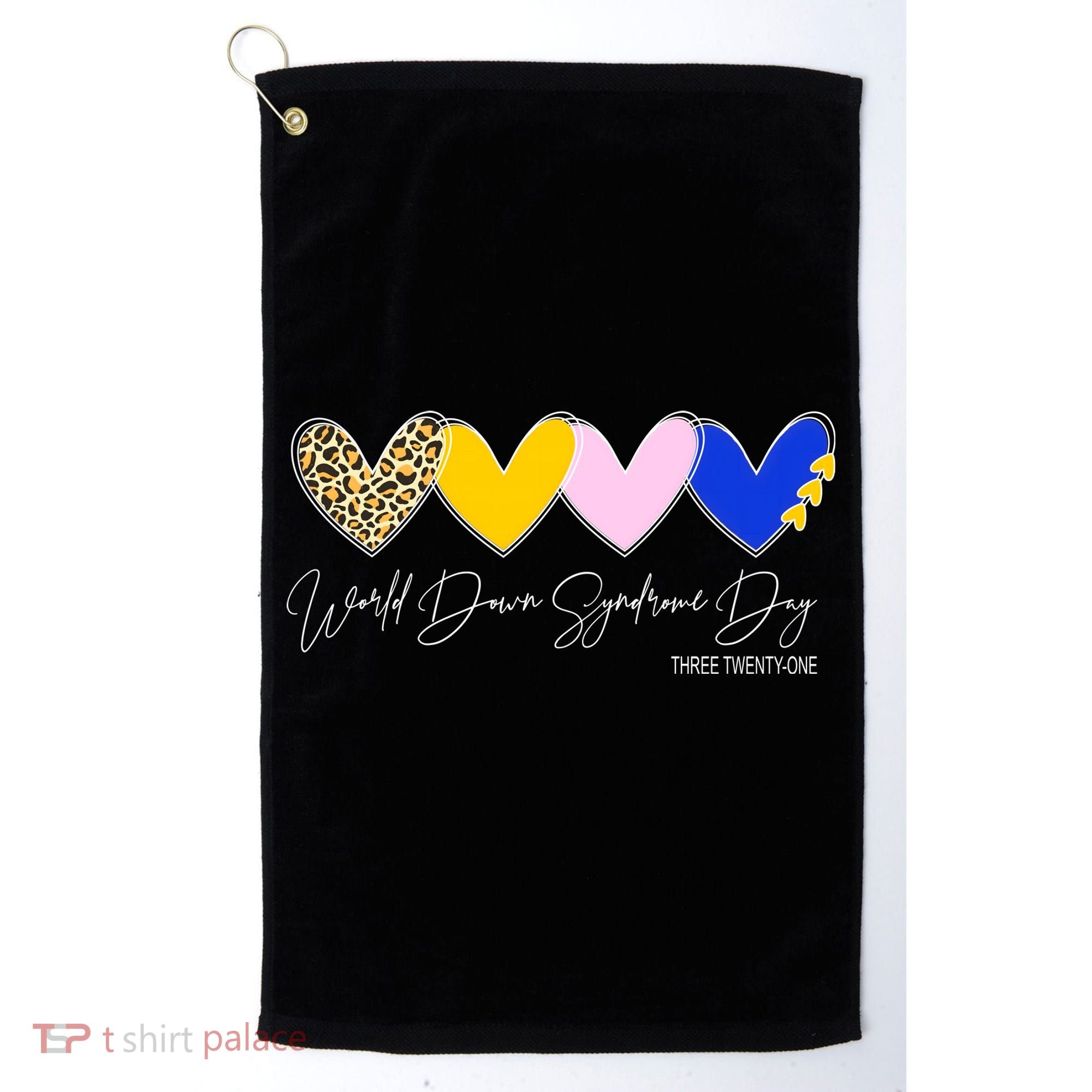 World Down Syndrome Day March 21st Awareness Heart Golf Towel