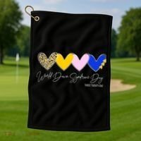 World Down Syndrome Day March 21st Awareness Heart Golf Towel thumb 1
