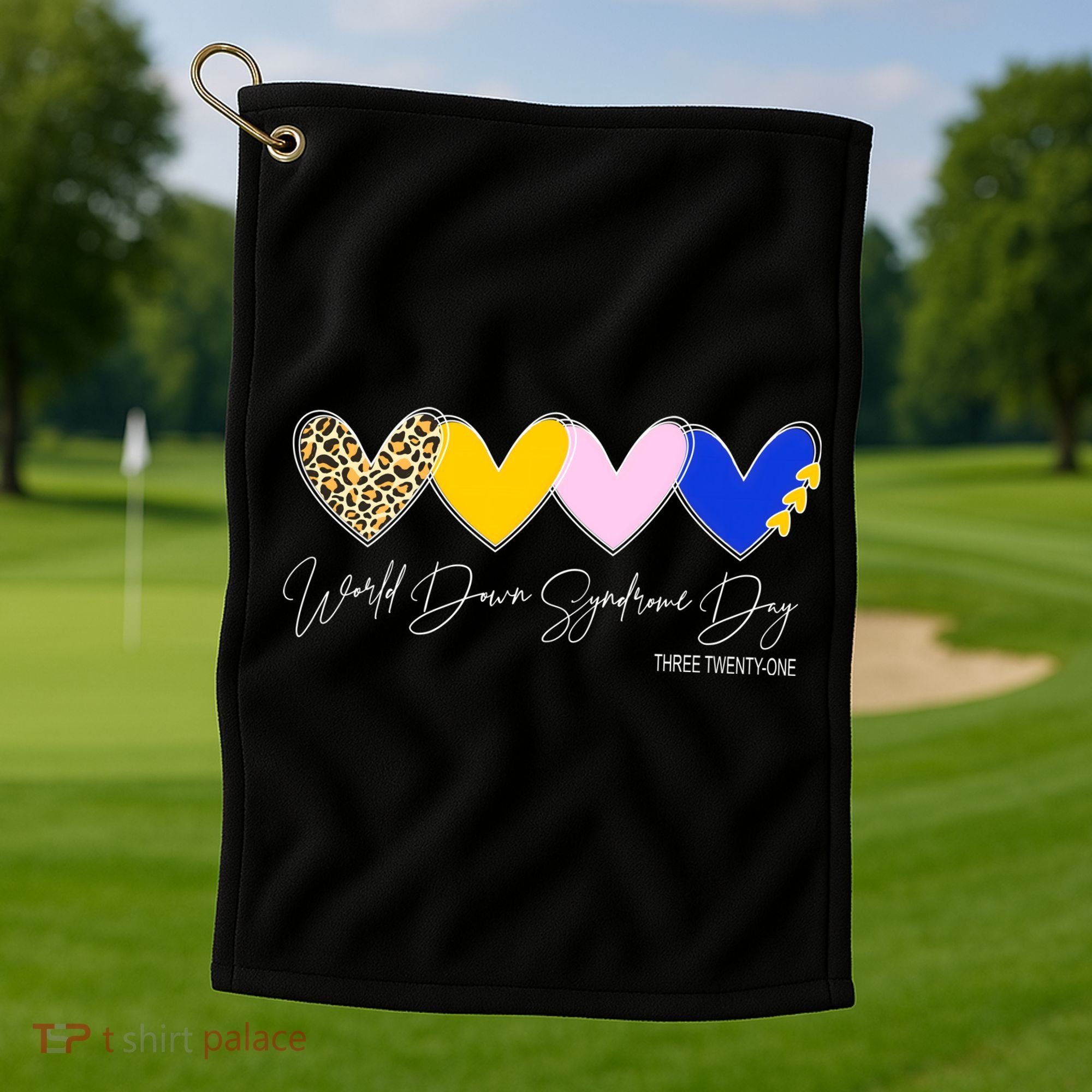 World Down Syndrome Day March 21st Awareness Heart Golf Towel