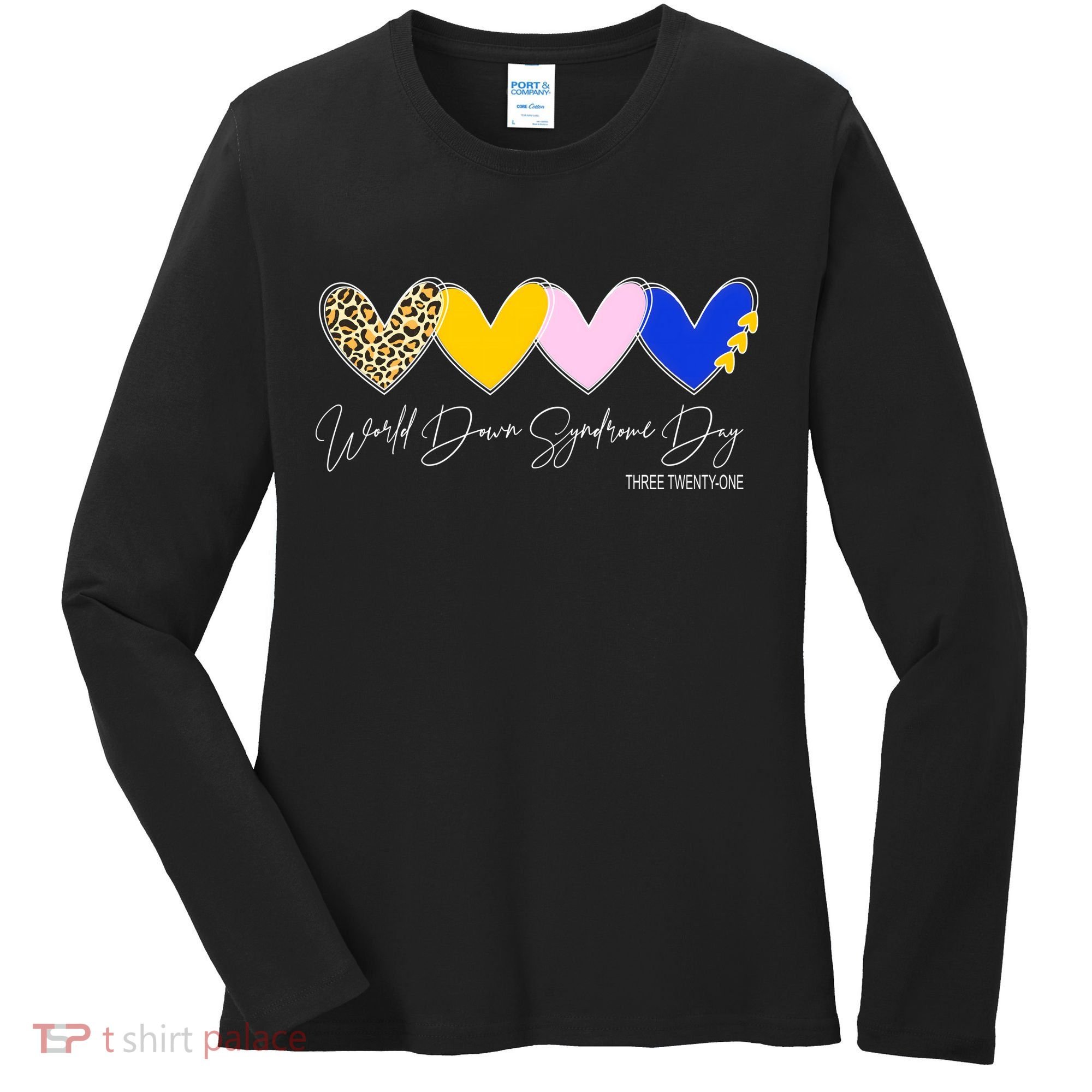 World Down Syndrome Day March 21st Awareness Heart Women's Long Sleeve Shirt