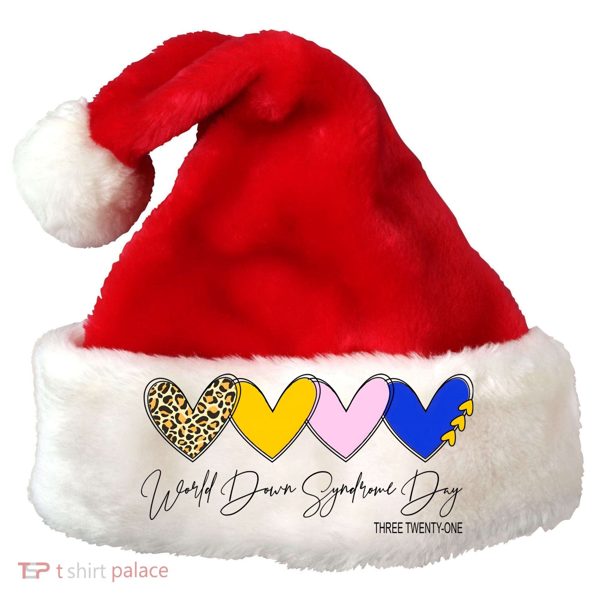 World Down Syndrome Day March 21st Awareness Heart Santa Hat