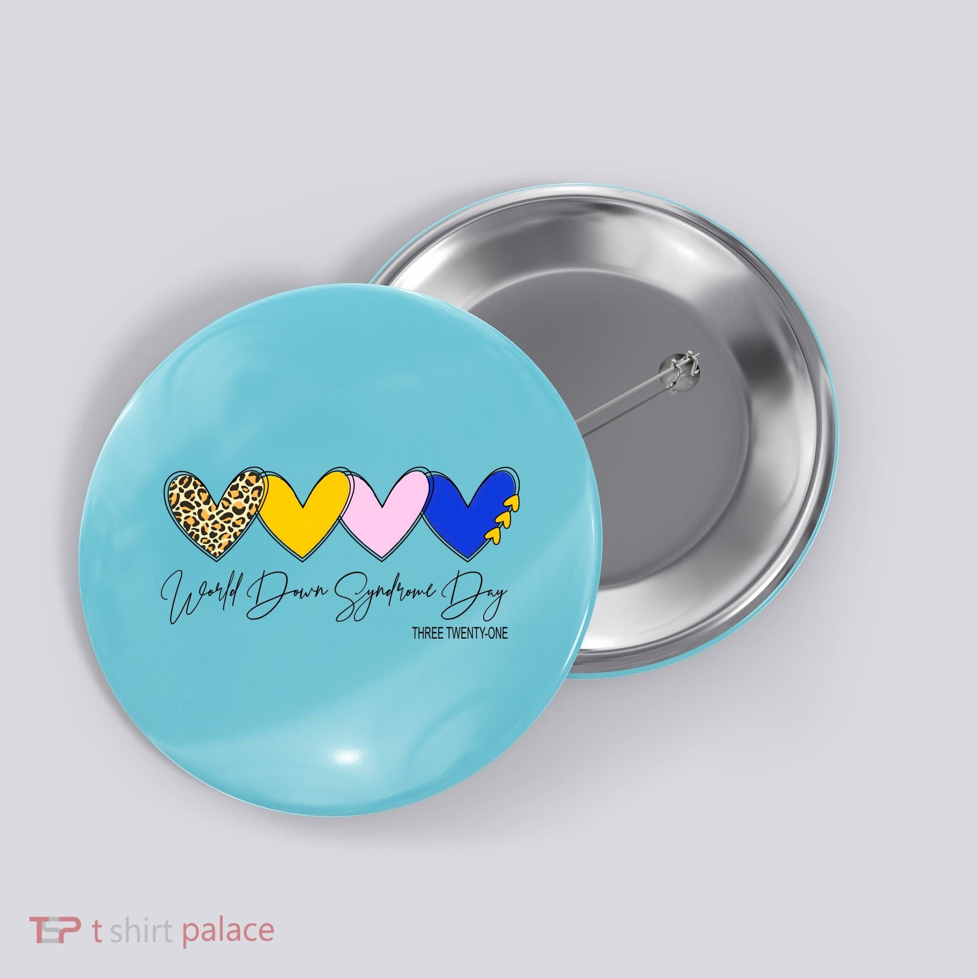 World Down Syndrome Day March 21st Awareness Heart Button