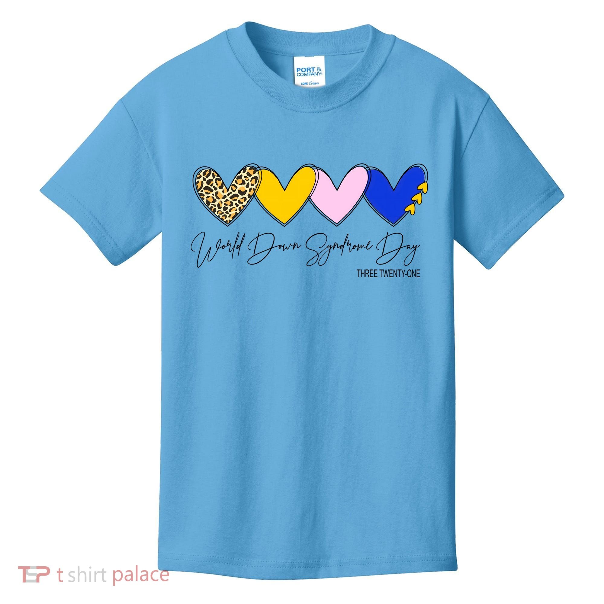 World Down Syndrome Day March 21st Awareness Heart Kids T-Shirt