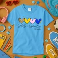 World Down Syndrome Day March 21st Awareness Heart Kids T-Shirt thumb 3