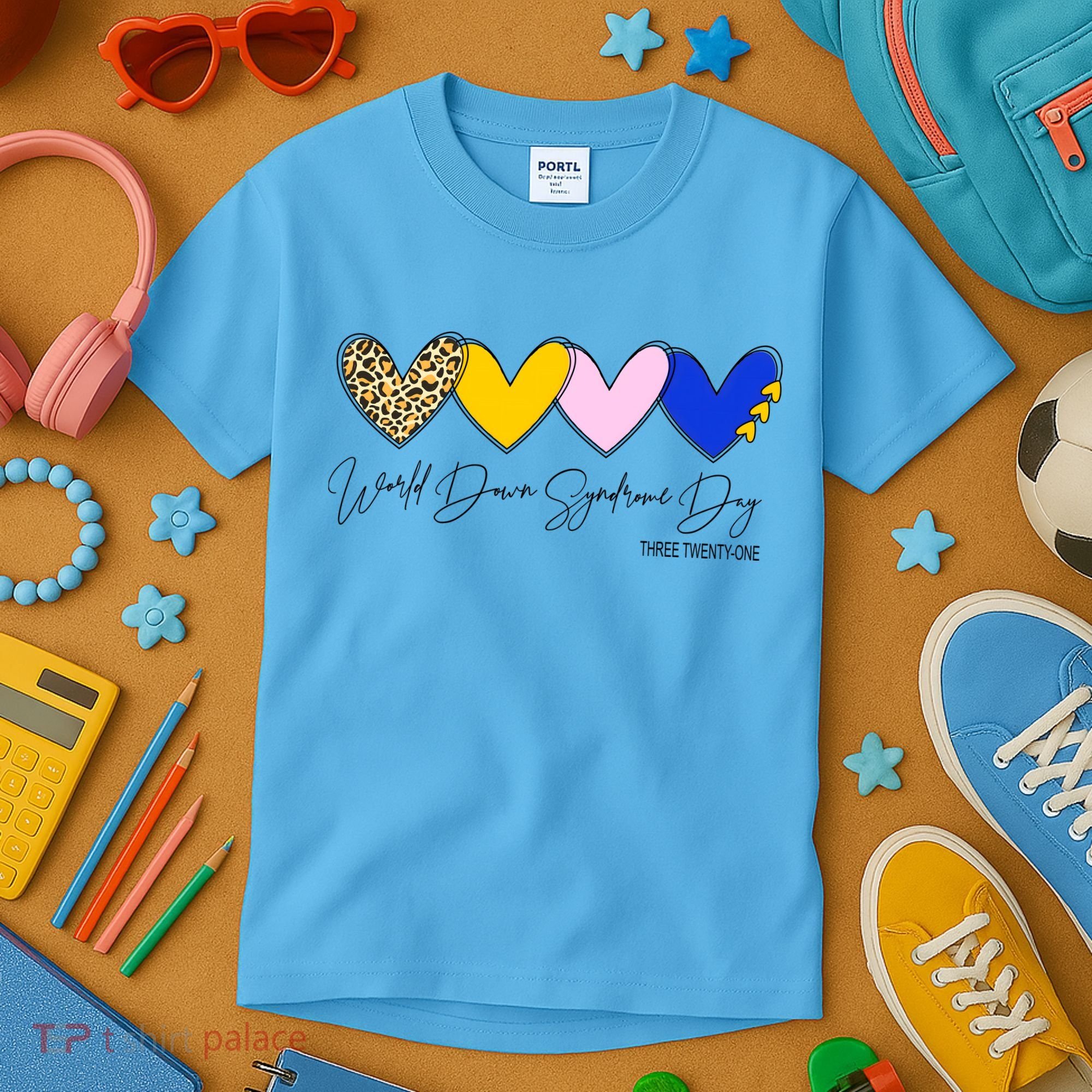 World Down Syndrome Day March 21st Awareness Heart Kids T-Shirt