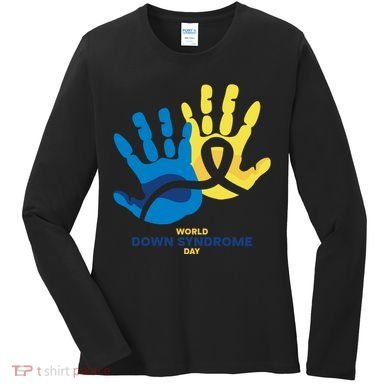 World Down Syndrome Day Handprint Awareness Women's Long Sleeve Shirt