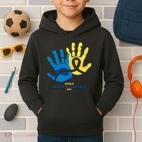 World Down Syndrome Day Handprint Awareness Kids Hoodie thumb 2