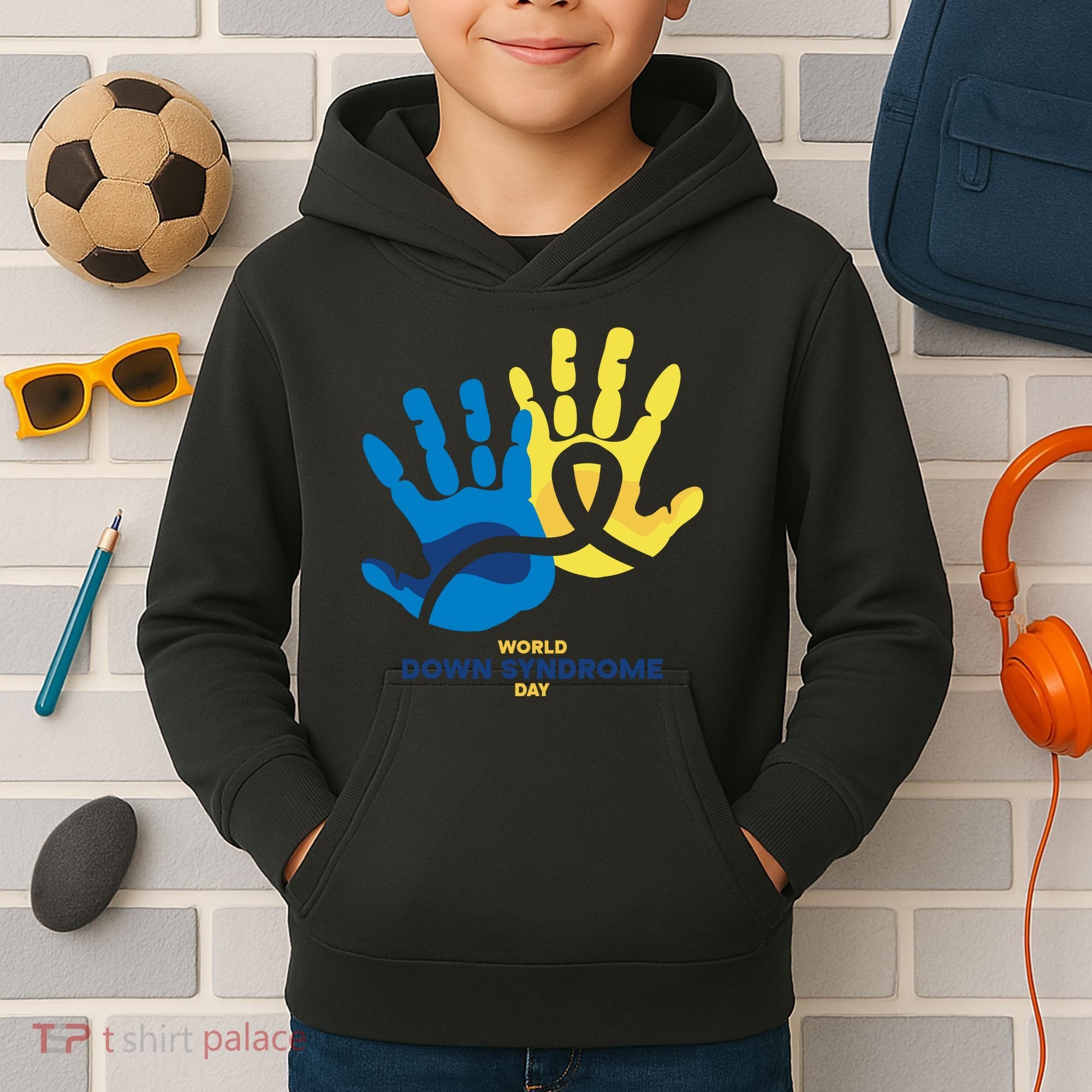 World Down Syndrome Day Handprint Awareness Kids Hoodie