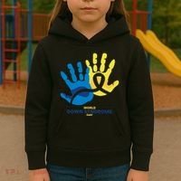 World Down Syndrome Day Handprint Awareness Kids Hoodie thumb 3