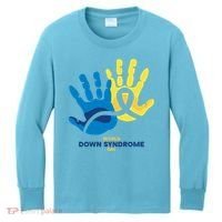 World Down Syndrome Day Handprint Awareness Kids Long Sleeve Shirt thumb 0