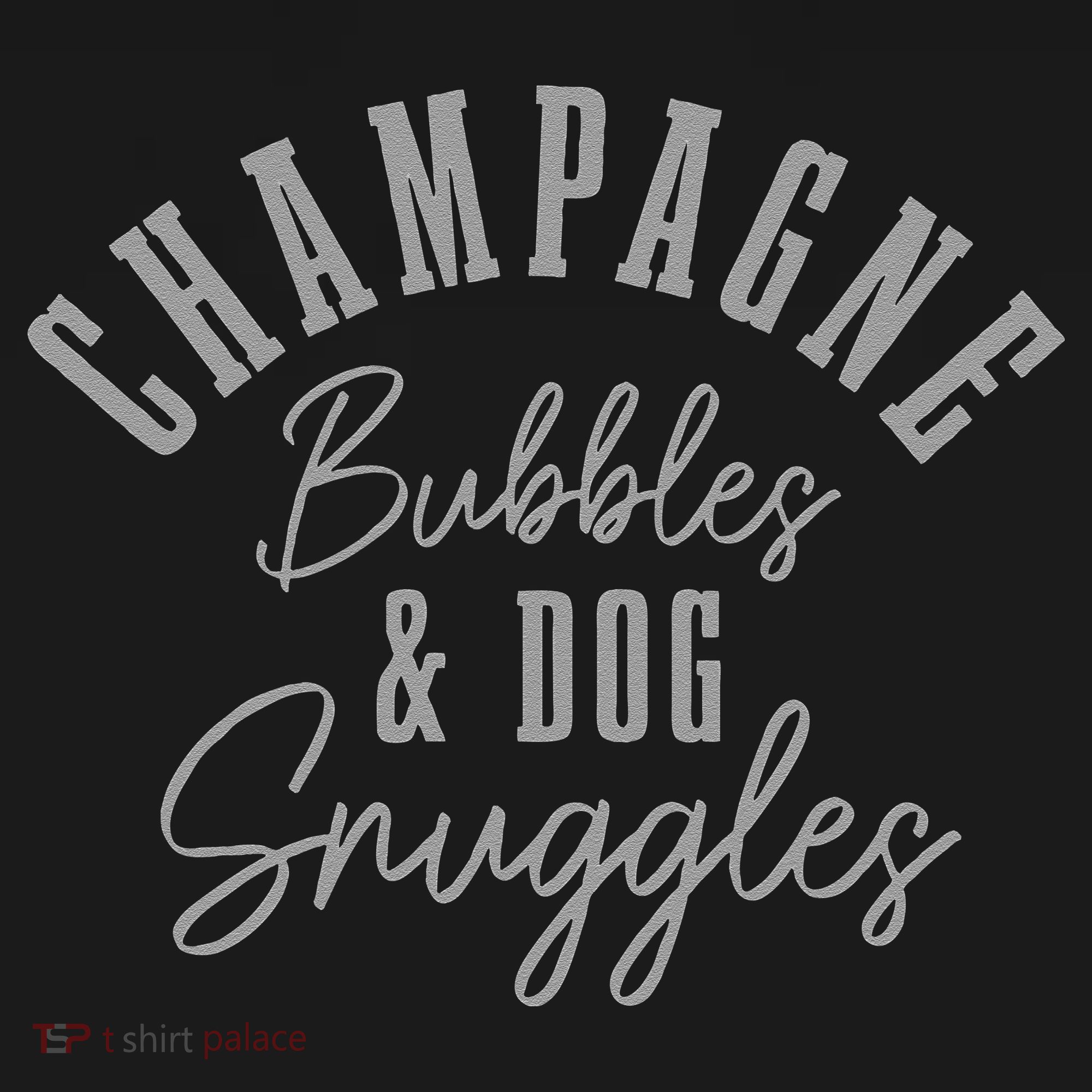 Womens Dog Snuggles & Champagne Bubbles Funny Cute Dog Lover Women's Tank Top