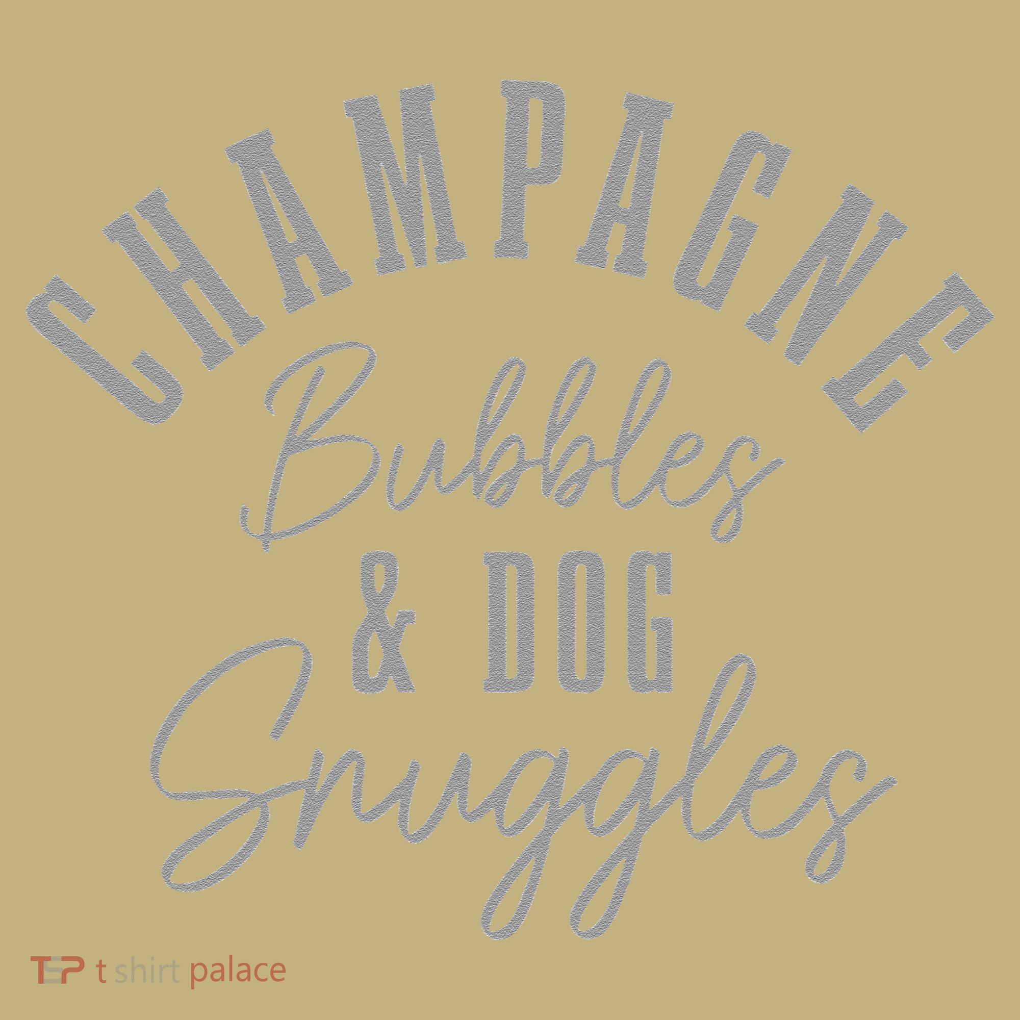 Womens Dog Snuggles & Champagne Bubbles Funny Cute Dog Lover Polo