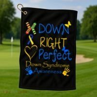 World Down Syndrome Day Awareness Socks Down Right Perfect Gift Golf Towel thumb 1