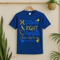 World Down Syndrome Day Awareness Socks Down Right Perfect Gift T-Shirt thumb 2