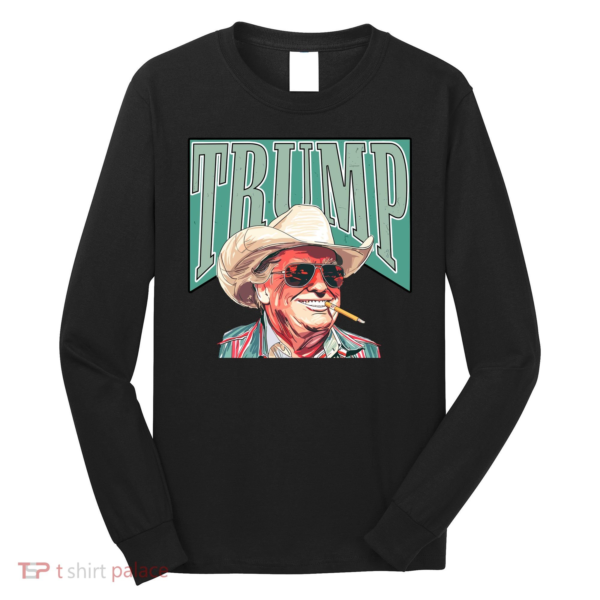 Western Donald Trump Cowboy Maga Long Sleeve Shirt