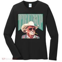 Western Donald Trump Cowboy Maga Women's Long Sleeve Shirt thumb 0
