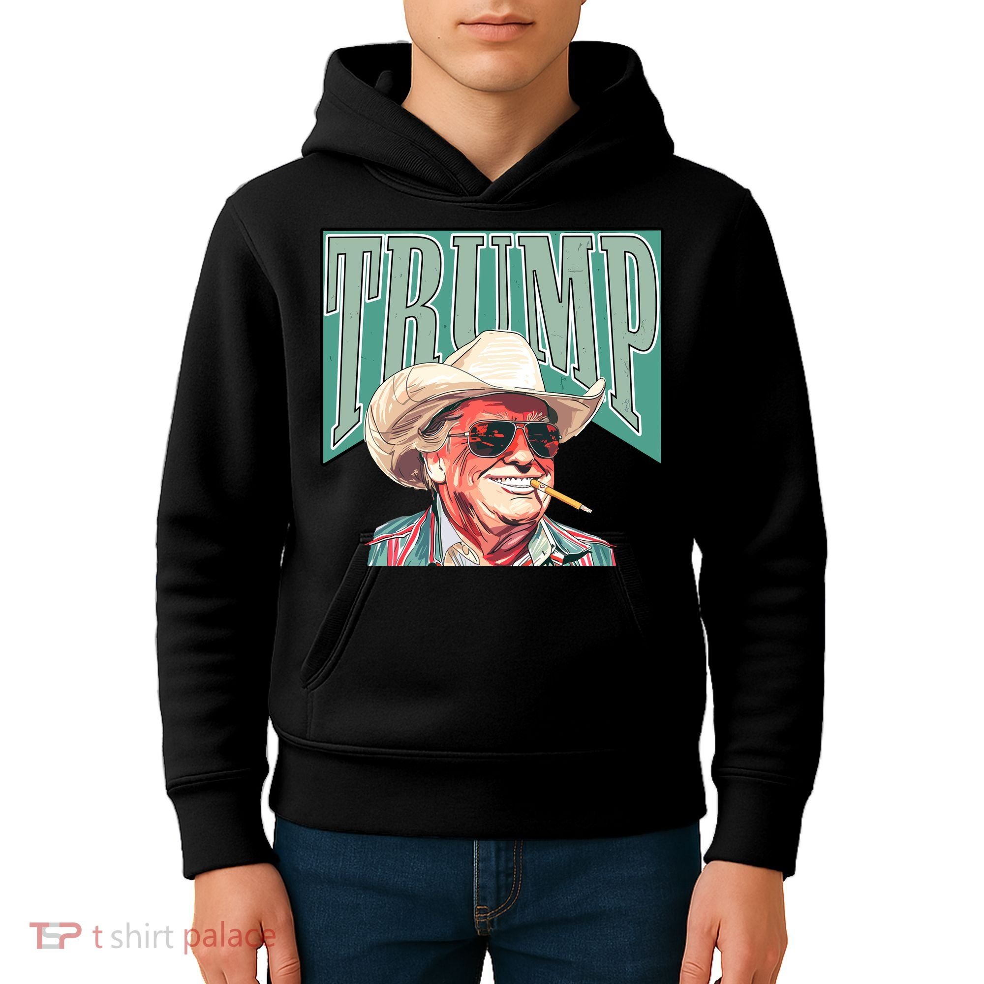 Western Donald Trump Cowboy Maga Kids Hoodie