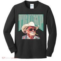 Western Donald Trump Cowboy Maga Kids Long Sleeve Shirt thumb 0