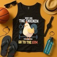 Why Did The Chicken Go To The Gym Funny Chicken Gymer Tank Top thumb 4