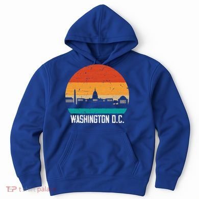 Washington D.C. USA Retro Vintage Sunset Skyline Hoodie
