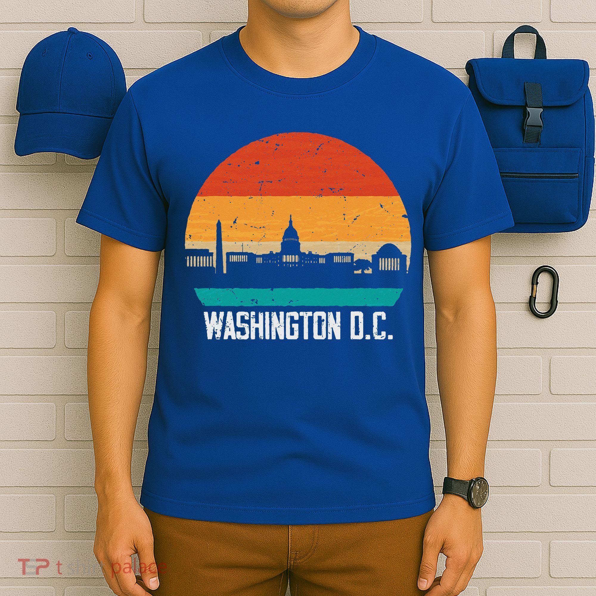 Washington D.C. USA Retro Vintage Sunset Skyline T-Shirt