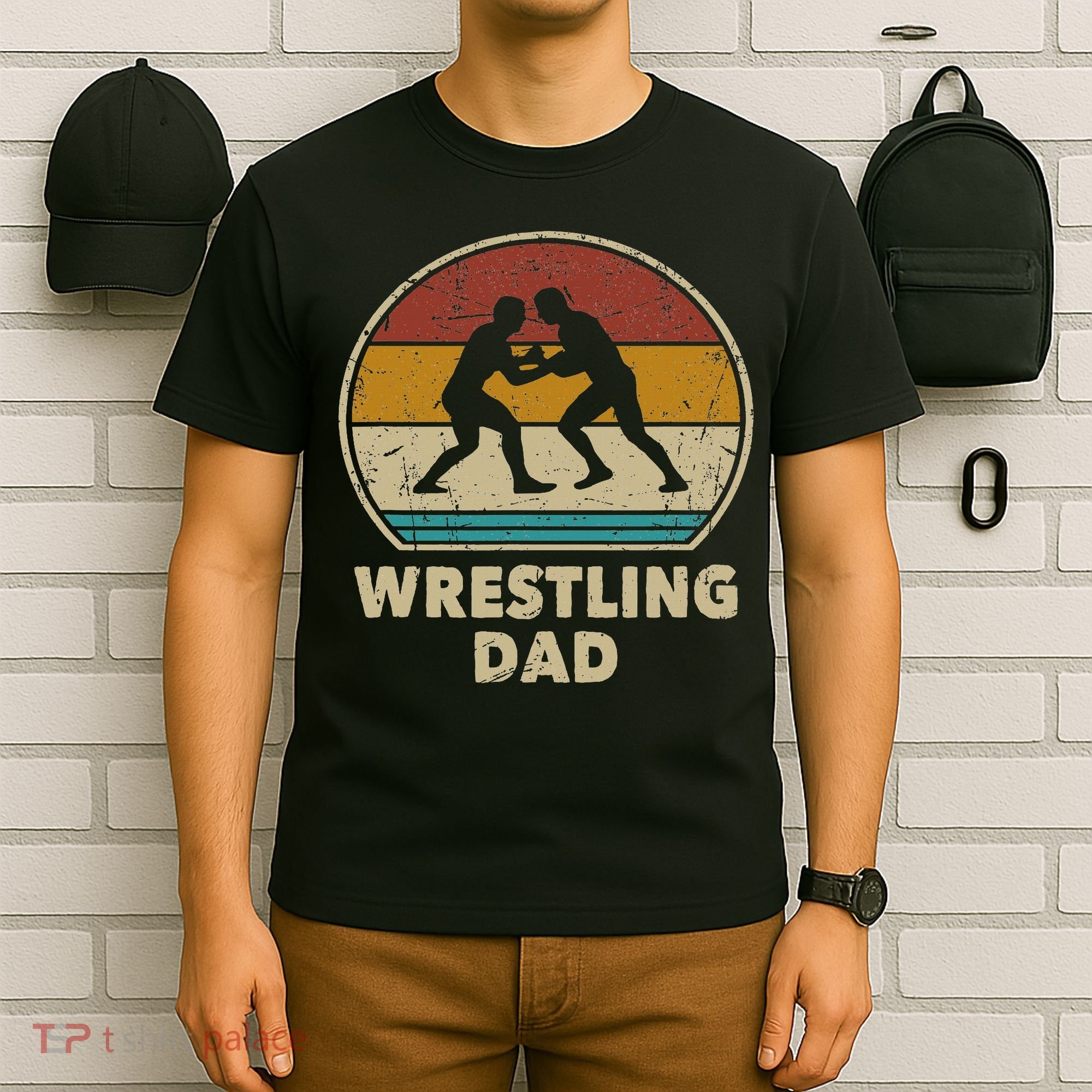 Wrestling Dad Vintage Wrestling Gift Retro Wrestling Lover T-Shirt