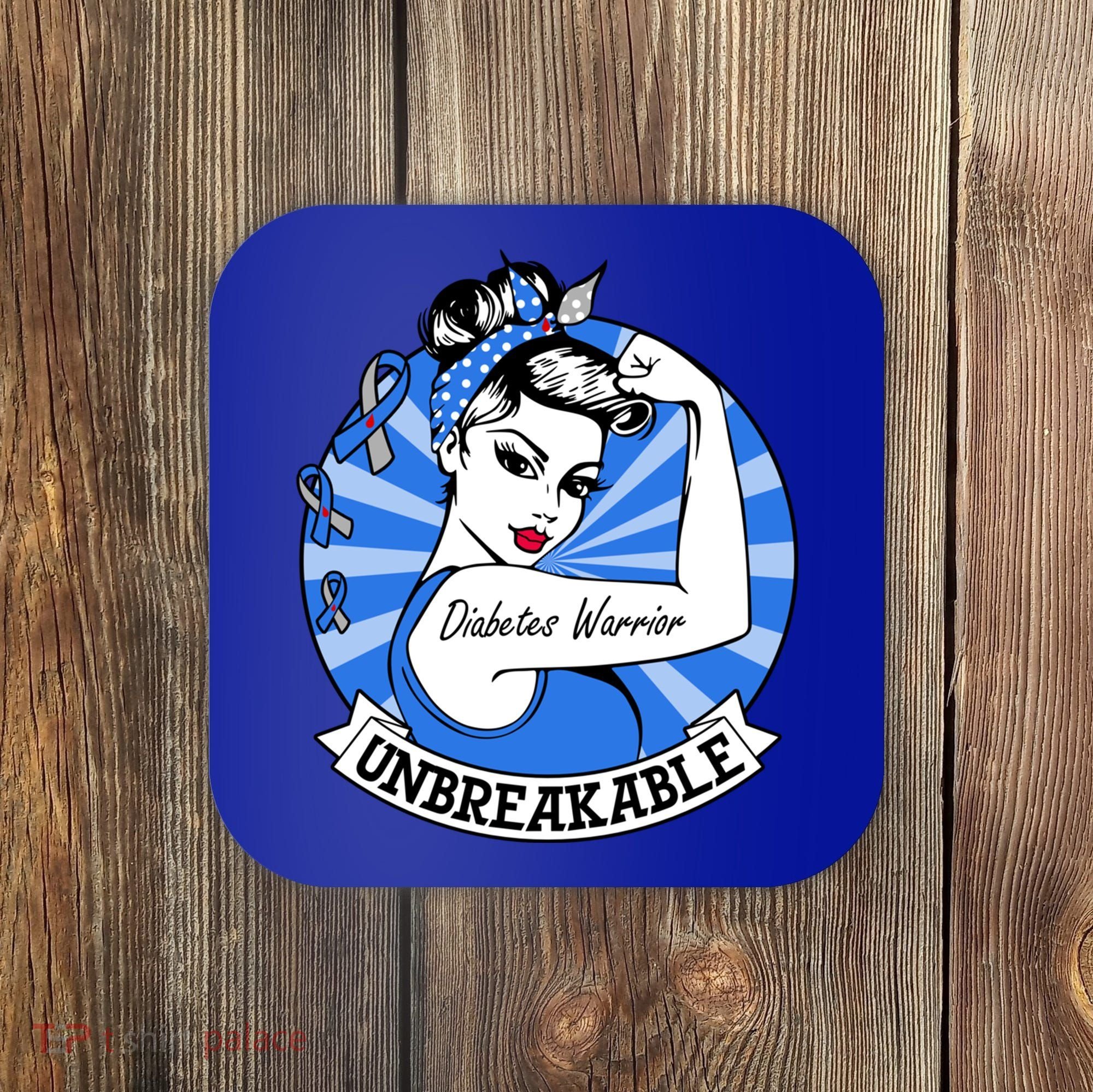 Wo Diabetes Warrior Unbreakable Gift Diabetes Awareness Cute Gift Coaster