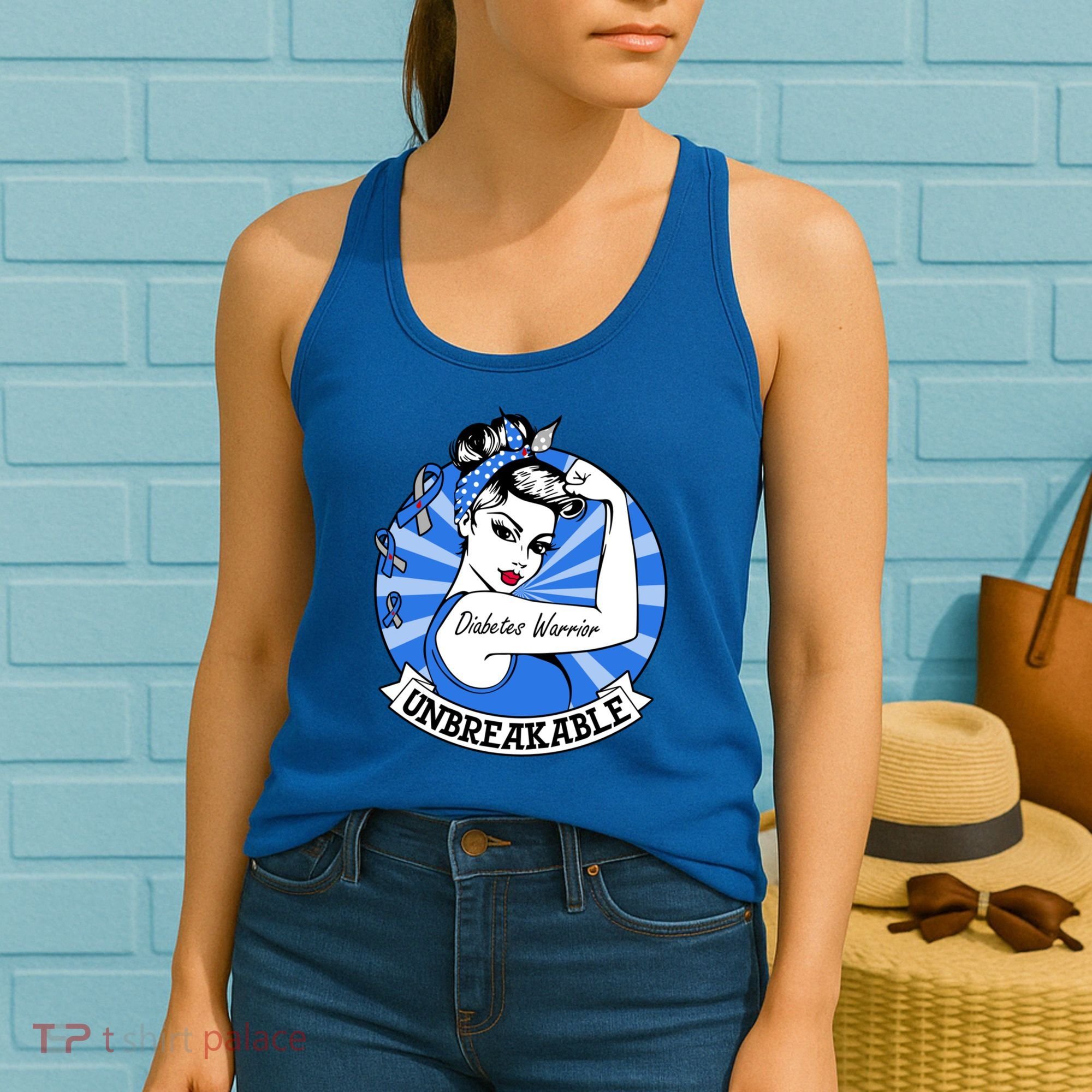 Wo Diabetes Warrior Unbreakable Gift Diabetes Awareness Cute Gift Women's Tank Top